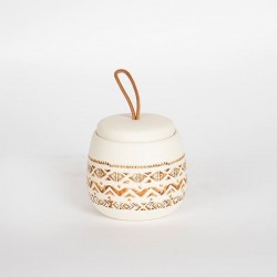 JAR, WITH TOP, CERAMIC, BEIGE, DESIGN IN BROWN, 9.5x9.5x9cm 754-10010 JAR, WITH TOP, CERAMIC, BEIGE, DESIGN IN BROWN, 9.5x9.5x9cm 754-10010