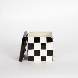 JAR, WITH TOP, CERAMIC, BLACK&WHITE, 10x10x10cm 754-10013 JAR, WITH TOP, CERAMIC, BLACK&WHITE, 10x10x10cm 754-10013