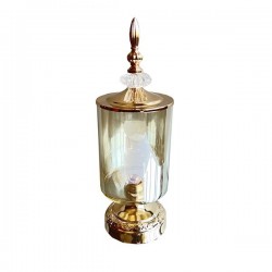 CONTAINER WITH CAP, GLASS, GOLD, 12x36cm 754-10018 CONTAINER WITH CAP, GLASS, GOLD, 12x36cm 754-10018