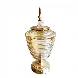 CONTAINER WITH CAP, GLASS-METAL, GOLD, 12x38cm 754-10019 CONTAINER WITH CAP, GLASS-METAL, GOLD, 12x38cm 754-10019