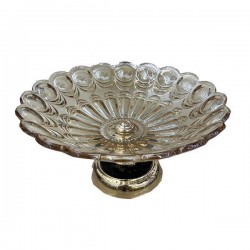 CAKE STAND, METAL WITH GLASS, GOLD, 30x18cm 754-11020 CAKE STAND, METAL WITH GLASS, GOLD, 30x18cm 754-11020