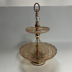 ДЕСЕРТНА КУЛА, 2 НИВА, МЕТАЛ, ЗЛАТИСТА, 50X17X30CM