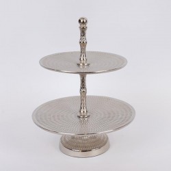 CAKE STAND, 2 TIERS, METAL , SILVER, PLATE1:22,PLATE2:27,34cm 754-11027 CAKE STAND, 2 TIERS, METAL , SILVER, PLATE1:22,PLATE2:27,34cm 754-11027