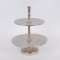 CAKE STAND, 2 TIERS, METAL , SILVER,  PLATE1:22,PLATE2:27,34cm 754-11027