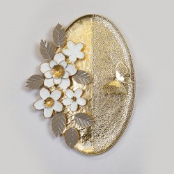 WALL DECOR, METALLIC, FLOWERS, GOLD-GREY- WHITE , 78.7x99.1x8.9cm 755-10019 WALL DECOR, METALLIC, FLOWERS, GOLD-GREY- WHITE , 78.7x99.1x8.9cm 755-10019