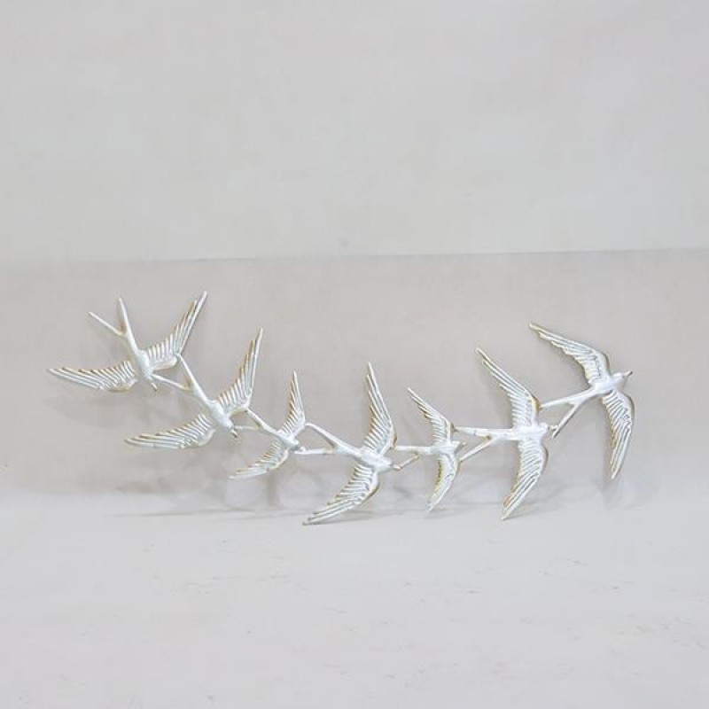 WALL DECOR, METALLIC, BIRDS, SILVER, 81,66x1,3x32,13cm 755-10035