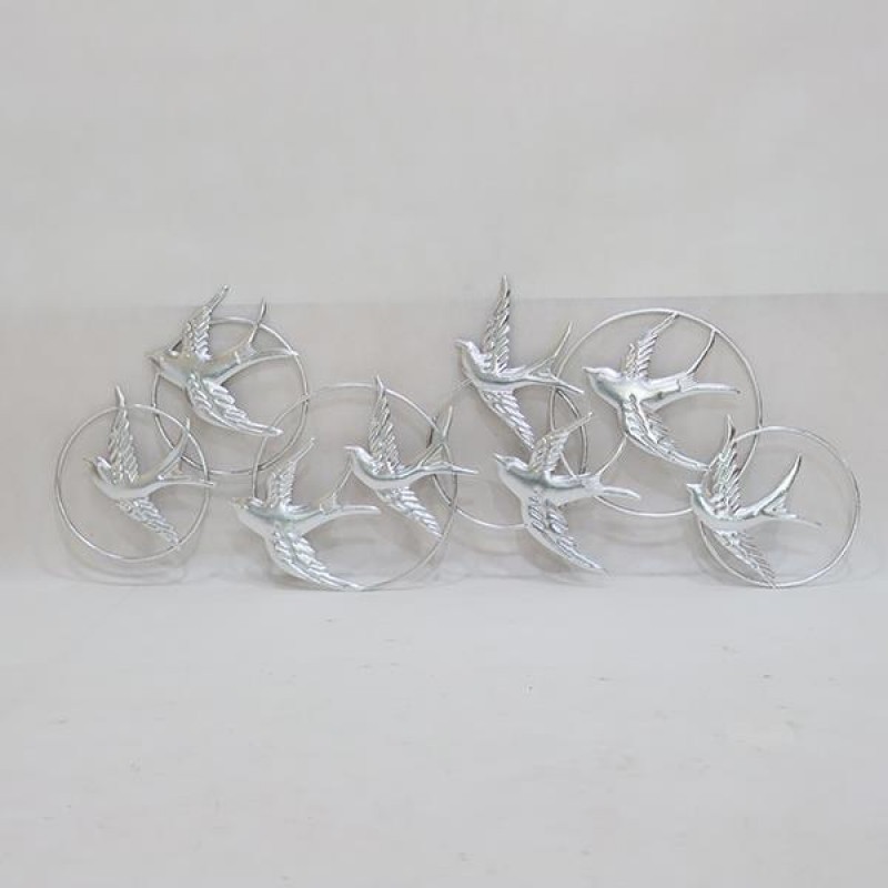 WALL DECOR, METALLIC, BIRDS, SILVER, 67,69x1,27x38,74cm 755-10039