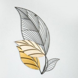 WALL DECOR, METALLIC, GOLD & BLACK, LEAVES DESIGN, 50x2x69CM 755-10047 WALL DECOR, METALLIC, GOLD & BLACK, LEAVES DESIGN, 50x2x69CM 755-10047