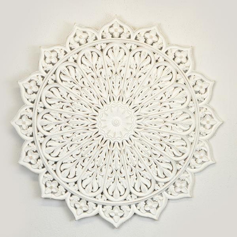 WOOD CARVING, WHITE, 79x79x2cm 755-10060