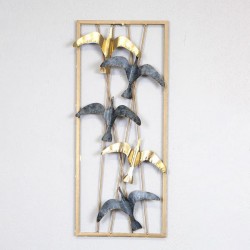 WALL DECOR, METALLIC, BIRDS, GOLD & GREY, 24.8x61.0x3.8cm 755-10077 WALL DECOR, METALLIC, BIRDS, GOLD & GREY, 24.8x61.0x3.8cm 755-10077