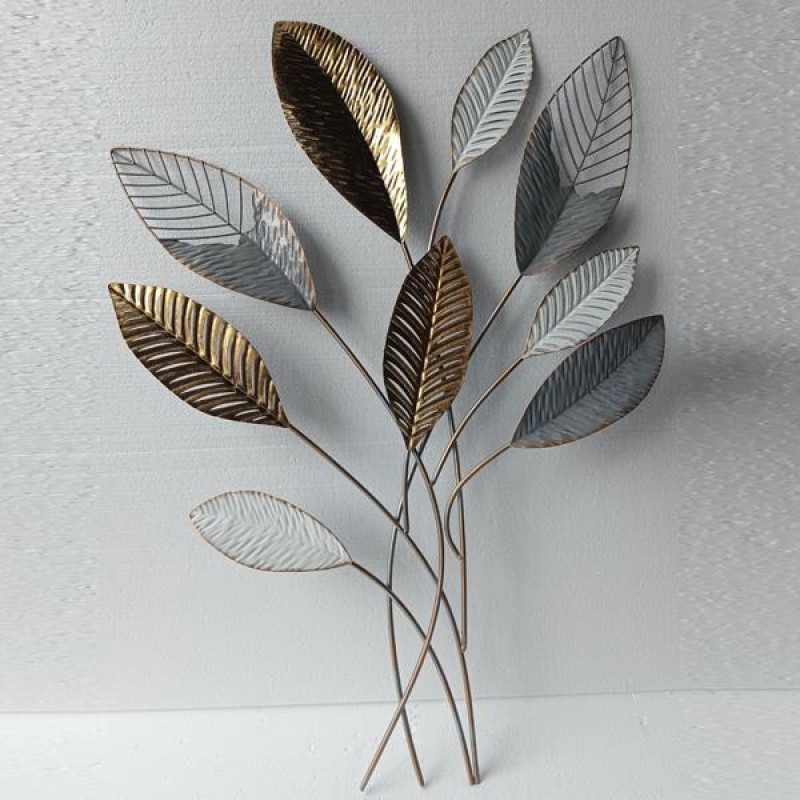 WALL DECOR, FLOWER, WHITE & GOLD, 63,5x3x90cm 755-10083