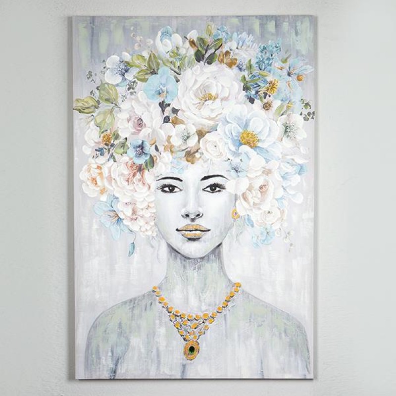 ПЛАТНО С ИЗОБРАЖЕНИЕ ЖЕНА С ЦВЕТЯ 80X120 СМ