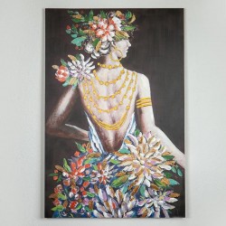 ПЛАТНО С ИЗОБРАЖЕНИЕ НА ЖЕНА С ЦВЕТЯ 80X120 СМ