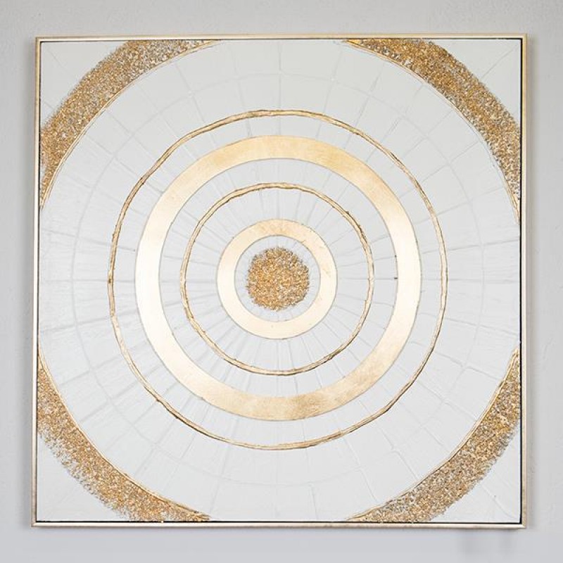 CANVAS WALL ART, CIRCLES, WHITE & GOLD, 82x82x4.5cm 755-12067