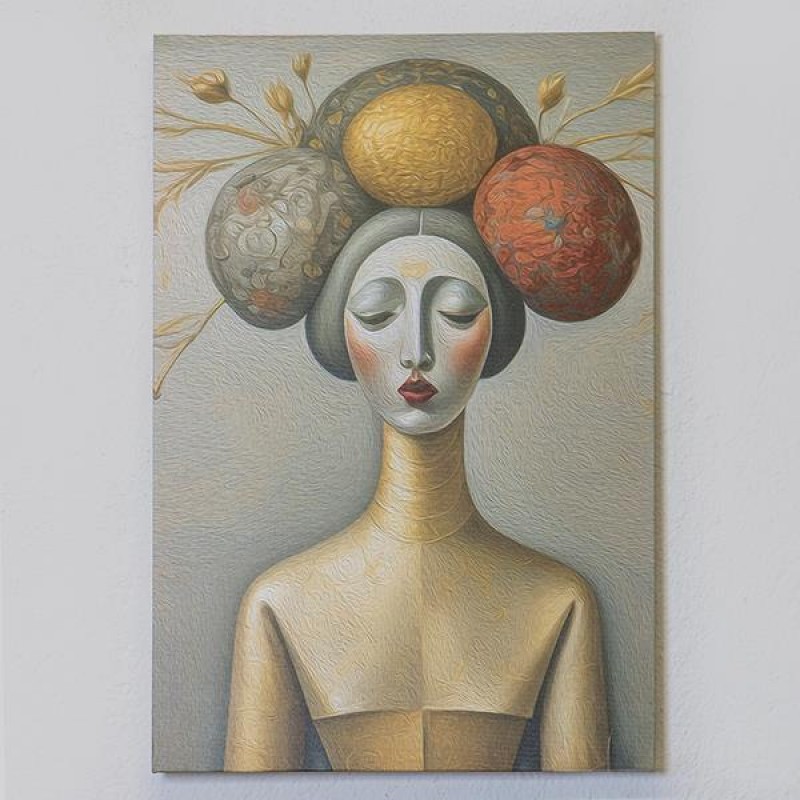 КАНВАС ПРИНТ ГЕЙША, ЗЛАТНО-ЧЕРВЕНО-СИВО, 40X60 СМ