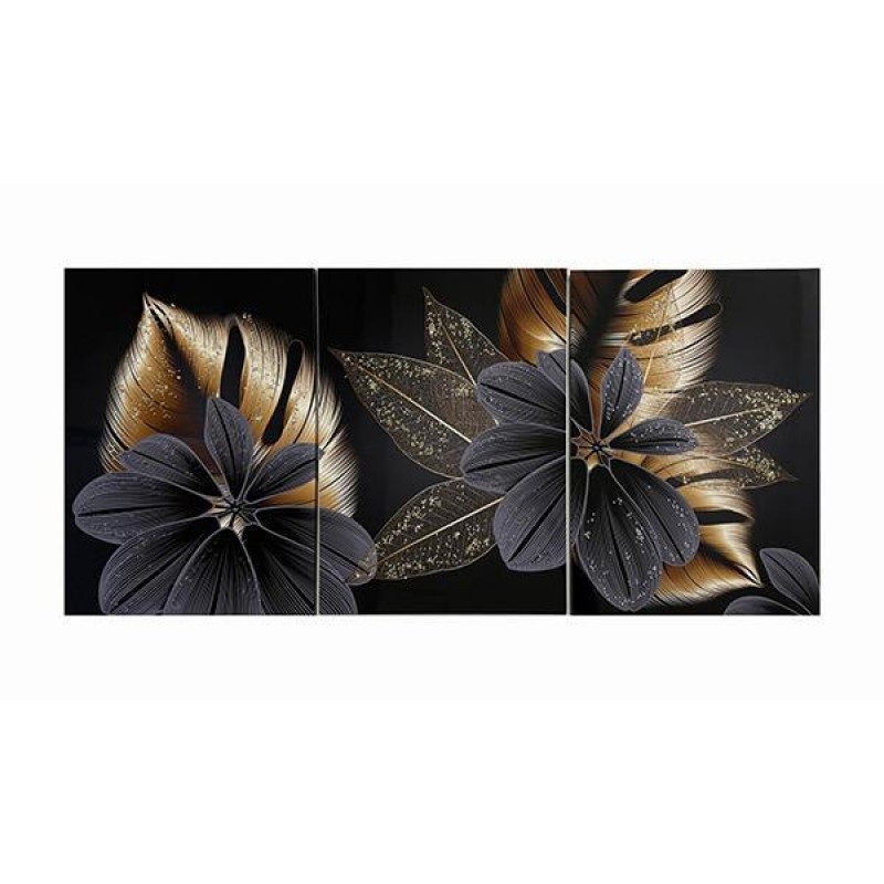 CANVAS PAINTING,  3PCS, FLOWER-LEAVE, 150x2,5x70cm 755-12098
