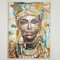 CANVAS  PAINTING,  WOMANS FACE WITH  HAT, ORANGE-BLACK-BEIGE,80x3x110xcm 755-12107