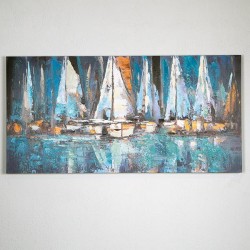 CANVAS PAINTING, BOATS, WHITE-BLUE-ΒΕΙGE, 120x3x60cm 755-12112 CANVAS PAINTING, BOATS, WHITE-BLUE-ΒΕΙGE, 120x3x60cm 755-12112