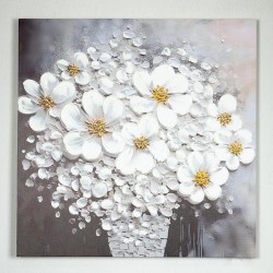 CANVAS PAINTING, FLOWERS IN A WHITE VASE, WHITE- BLACK, 80x3x80cm 755-12113 CANVAS PAINTING, FLOWERS IN A WHITE VASE, WHITE- BLACK, 80x3x80cm 755-12113