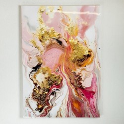 CANVAS PAINTING, ABSTRACT ART, WHITE-PINK-GOLD-BLACK, 70x100x2,5cm 755-12117 CANVAS PAINTING, ABSTRACT ART, WHITE-PINK-GOLD-BLACK, 70x100x2,5cm 755-12117