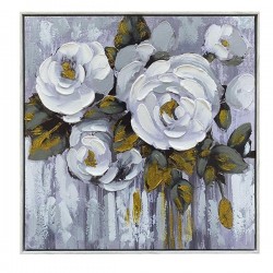 CANVAS PAINTING, FLOWERS, BROWN & GOLD, 60x60x3.5cm 755-12144 CANVAS PAINTING, FLOWERS, BROWN & GOLD, 60x60x3.5cm 755-12144