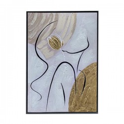 CANVAS PAINTING, FEMALE, BEIGE-WHITE-BLACK & GOLD, 50x70x3.5cm 755-12145 CANVAS PAINTING, FEMALE, BEIGE-WHITE-BLACK & GOLD, 50x70x3.5cm 755-12145