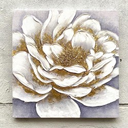 CANVAS PAINTING, FLOWER, WHITE & GOLD, 60x60x2.3cm 755-12152 CANVAS PAINTING, FLOWER, WHITE & GOLD, 60x60x2.3cm 755-12152
