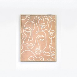 FRAMED CANVAS, WITH  STYROFOAM, WOMAN  FACE, BROWN- WHITE, 45x60x2,2CM 755-12176