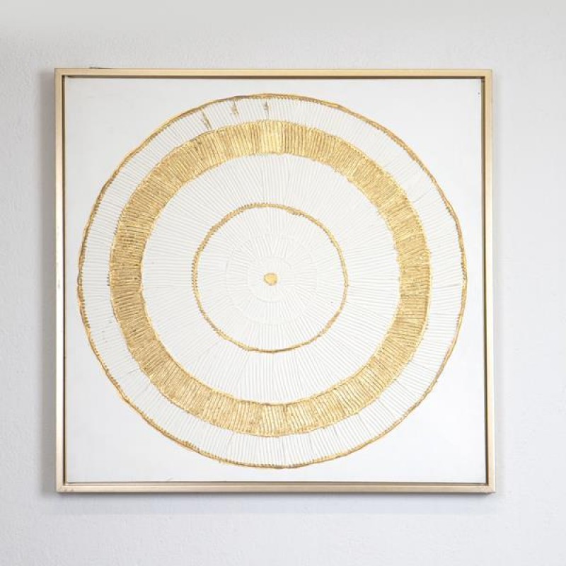 FRAMED CANVAS, HANDPAINTED,  SAME CENTERED CYCLES, 70x70x3.8cm 755-12177