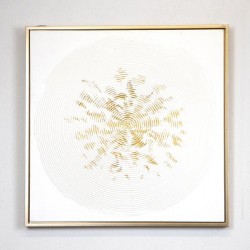 FRAMED CANVAS, HANDPAINTED,  SAME CENTERED CYCLES, 70x70x3.8cm 755-12178