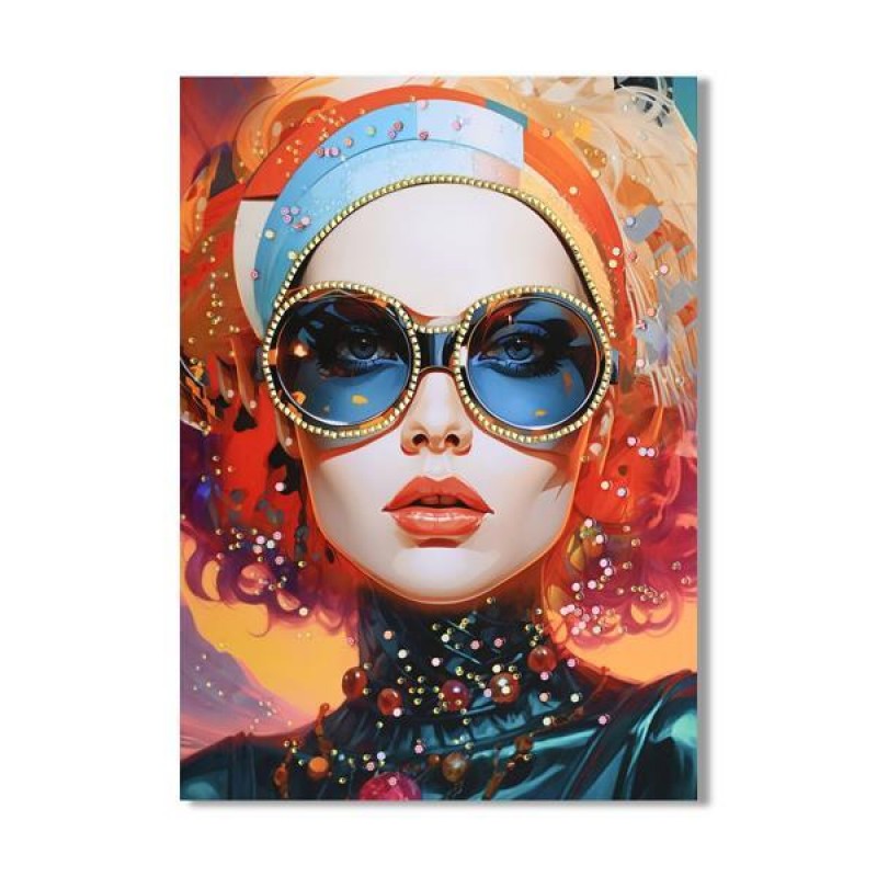 CANVAS, FEMALE WITH GLASSES, MULTICOLOR, 60x80x2.5cm 755-12200