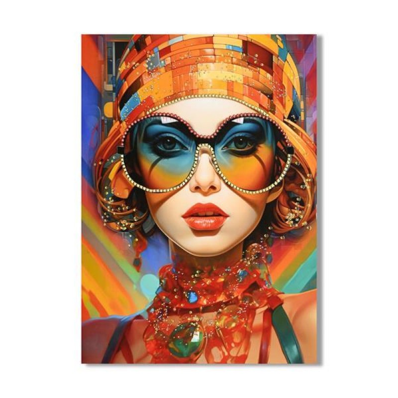 CANVAS, FEMALE WITH GLASSES, MULTICOLOR, 60x80x2.5cm 755-12201