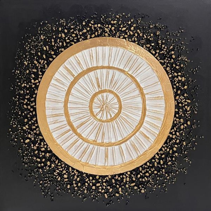КАНВАС КАРТИНА КРЪГЪЛ ДИЗАЙН ЧЕРНО-ЗЛАТНО-БЯЛО 80X80X3CM КАНВАС КАРТИНА КРЪГЪЛ ДИЗАЙН ЧЕРНО-ЗЛАТНО-БЯЛО 80X80X3CM