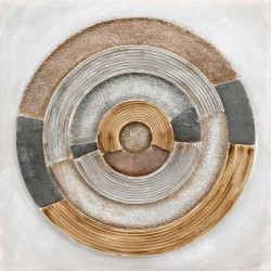 ПЛАТНО КАНВАС С КРЪГОВ ДИЗАЙН, БЯЛО-СИНЬО-НАТУРАЛНО, 80X80X3CM