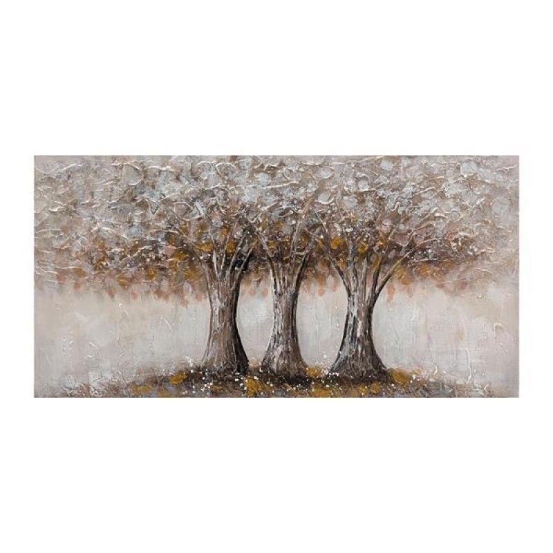 ПЛАТНО С КАРТИНА ДЪРВО, БЯЛО-КАФЯВО, 60X120 СМ