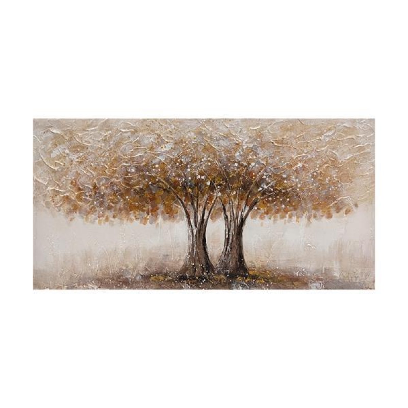 КАНВАС КАРТИНА ДЪРВО, БЯЛО-КАФЯВО, 60X120 СМ