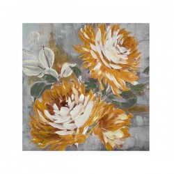 CANVAS PICTURE, FLOWER, WHITE & GREY & ORANGE, 100x100x3.5cm 755-12224