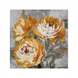 CANVAS PICTURE, FLOWER, WHITE & GREY & ORANGE, 100x100x3.5cm 755-12225