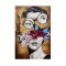 CANVAS PICTURE, FACE WITH FLOWERS, WHITE & GREEN & BROWN, 80x120x3.5cm 755-12230