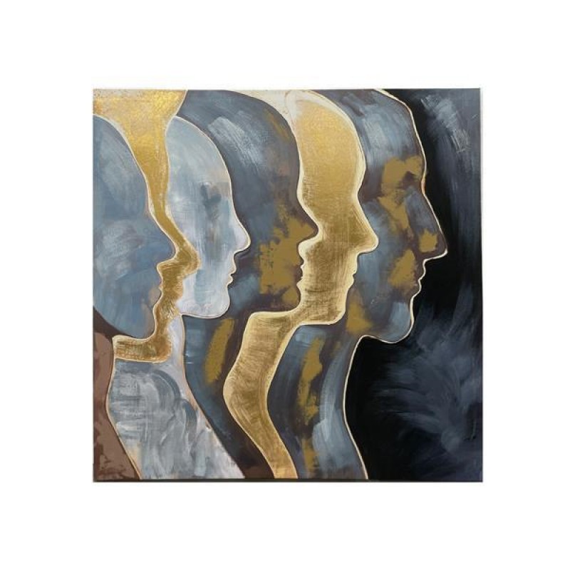 CANVAS PICTURE, FACES, BLUE-YELLOW-BROWN, 80x80x3cm 755-12243