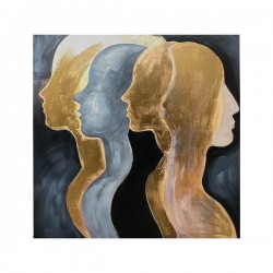 CANVAS PICTURE, FACES, BLUE-YELLOW-BROWN, 80x80x3cm 755-12244