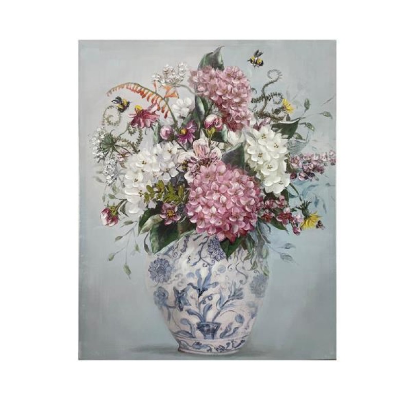 КАНВАС КАРТИНА С ВАЗА И ЦВЕТЯ МУЛТИЦВЕТНА 80X100X3CM