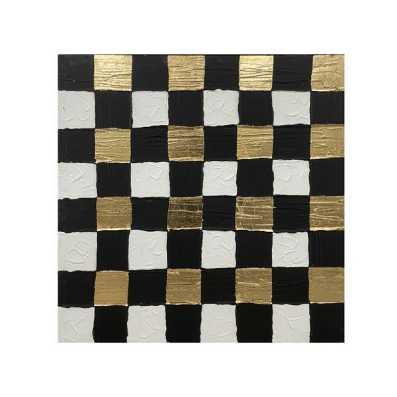 CANVAS PICTURE, SQUARES, BLACK-GOLD-WHITE, 80x80x3.5cm 755-12251