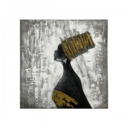 КАНВАС КАРТИНА ЖЕНА, БЯЛО-ЧЕРНО-СРЕБЪРНО, 100X100X3CM