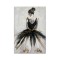 CANVAS PICTURE, WOMAN WITH DRESS, WHITE-BLACK-SILVER, 80x120x3cm 755-12260