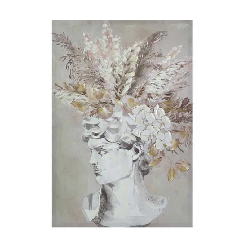 CANVAS PICTURE, MAN WITH FLOWERS, WHITE & NATURAL, 60x90x3,5cm 755-12266