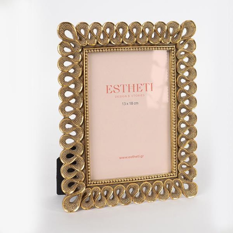 TABLE PHOTO FRAME(13X18),  POLYRESIN, GOLD, 19x1.5x24.5cm 756-12060