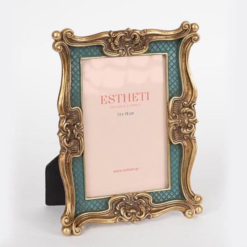 TABLE PHOTO FRAME(13X18), POLYRESIN, GOLD-GREEN, 18.5x2.5x23.5cm 756-12099