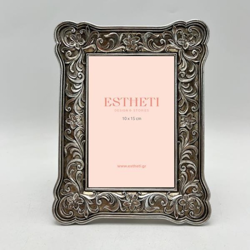 TABLE PHOTO FRAME (10x15), POLYRESIN, SILVER, 16.5x2x21.5cm 756-12169