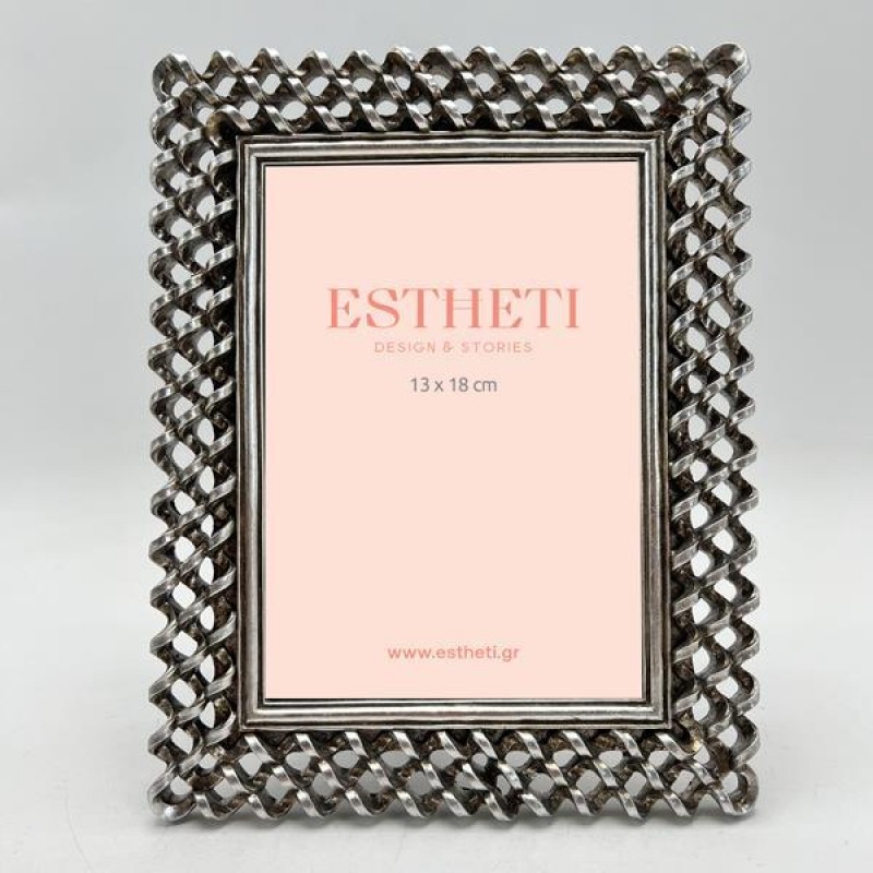 TABLE PHOTO FRAME (13x18), POLYRESIN, SILVER, 18.5x2x24cm 756-12180